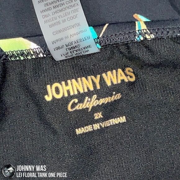 JOHNNY WAS LEI FLORAL TANK ONE PIECE PLUS SIZE 2X SWIMSUIT IN BLACK FLORAL NEW - Picture 14 of 16